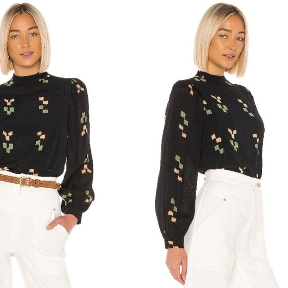 NWT Rachel Pally Rayon Silvia Top Black Long Sleeves in Size M - Picture 16 of 16